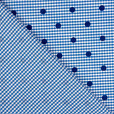 Vichy Cotton Blau Beflockte Baumwolle Blau Polka Dot Blau - Ribes y Casals