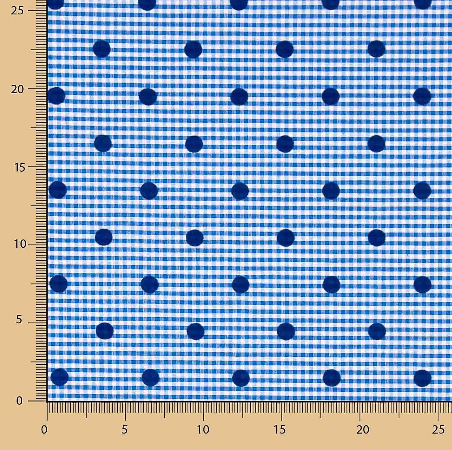 Vichy Cotton Blau Beflockte Baumwolle Blau Polka Dot Blau - Ribes y Casals
