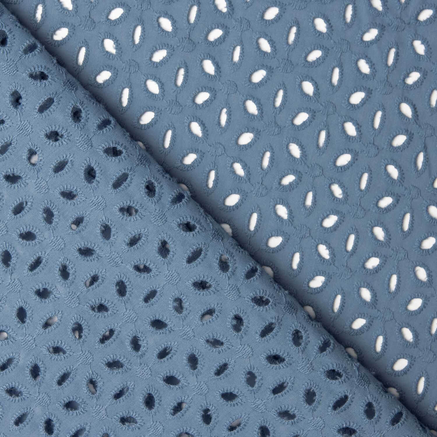 Stickerei Swiss Embroidery Petals Dark Denim Blue - Ribes y Casals