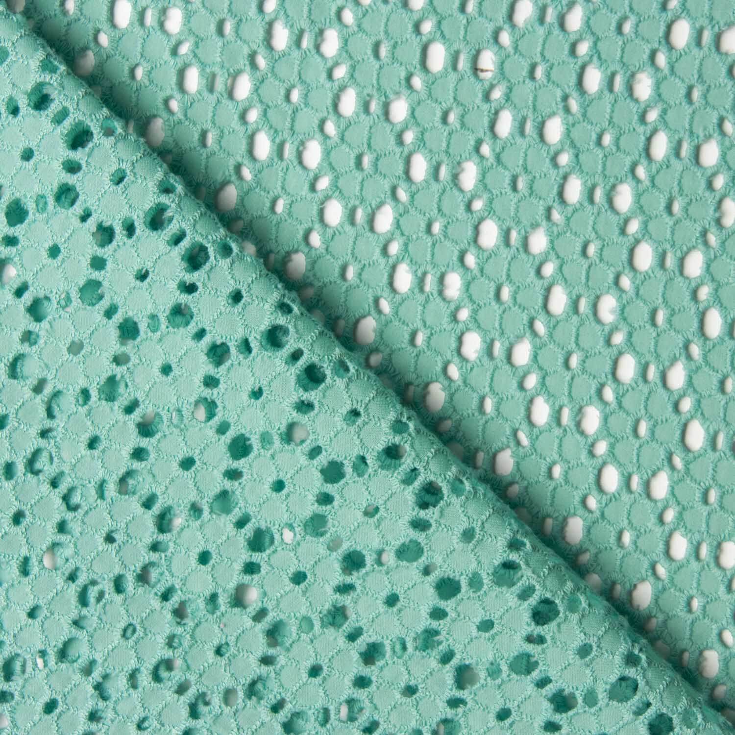 Stickerei Swiss Embroidery Daisy Aqua Green - Ribes y Casals