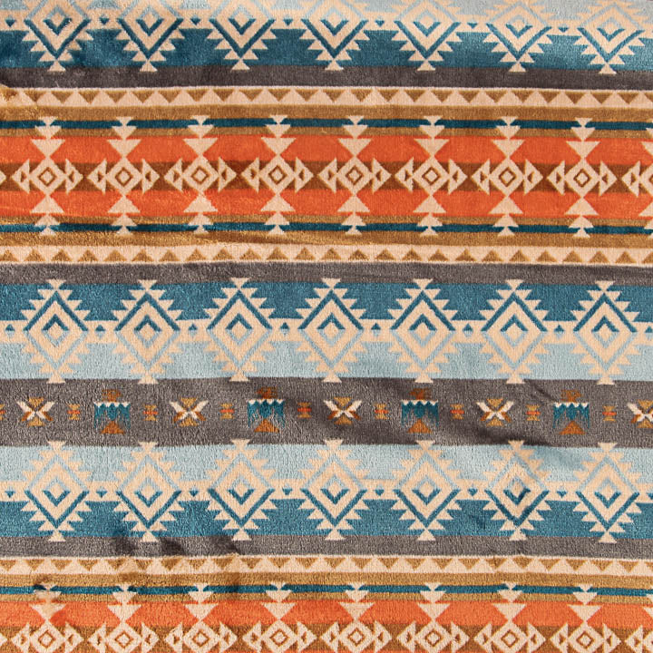 Coralina mit Ethnomuster in Blau und Ziegelrot - Ribes y Casals
