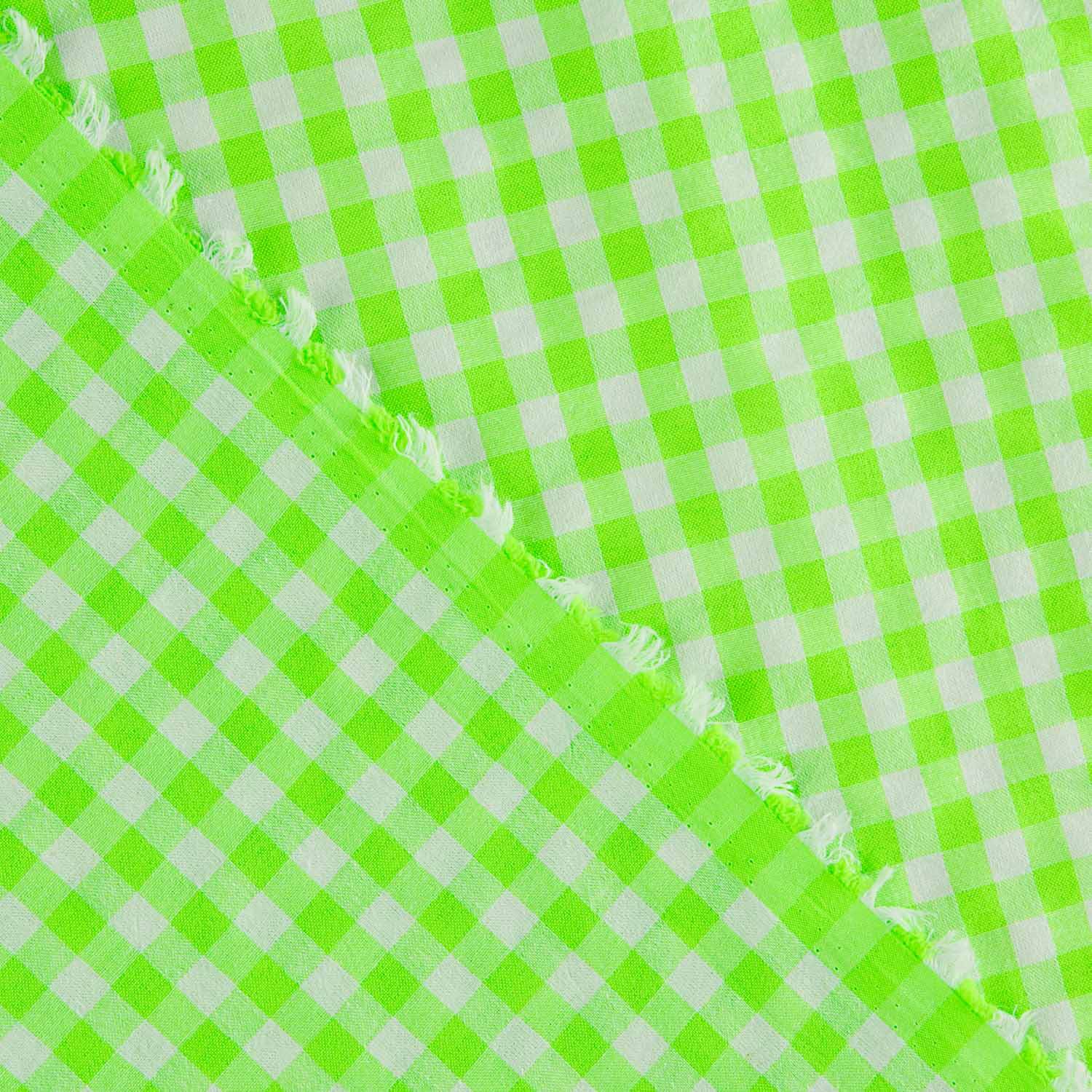 Popeline mit Karos in Neongrün - Ribes y Casals