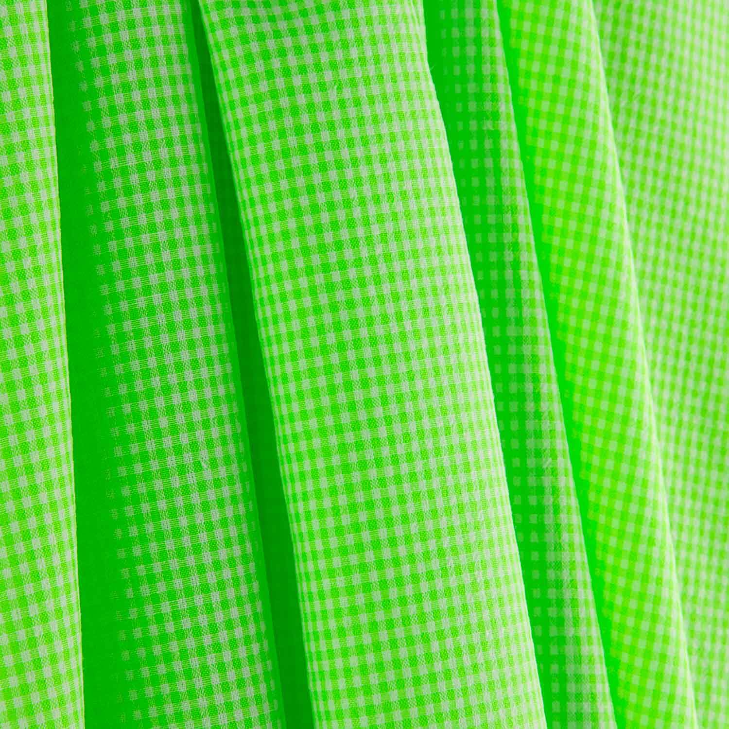 Seersucker-Popeline mit kleinen Karos in Neongrün - Ribes y Casals