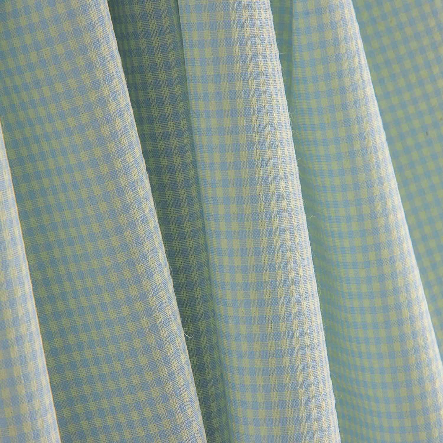 Seersucker-Popeline mit kleinen Karos in weichem Blau - Ribes y Casals