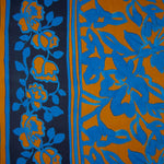 Viskose Satin Floral mit blauer und Caldera-Bordüre - Ribes y Casals