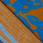 Viskose Satin Floral mit blauer und Caldera-Bordüre - Ribes y Casals