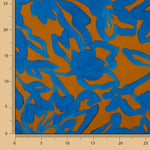 Viskose Satin Floral mit blauer und Caldera-Bordüre - Ribes y Casals
