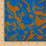 Viskose Satin Floral mit blauer und Caldera-Bordüre - Ribes y Casals