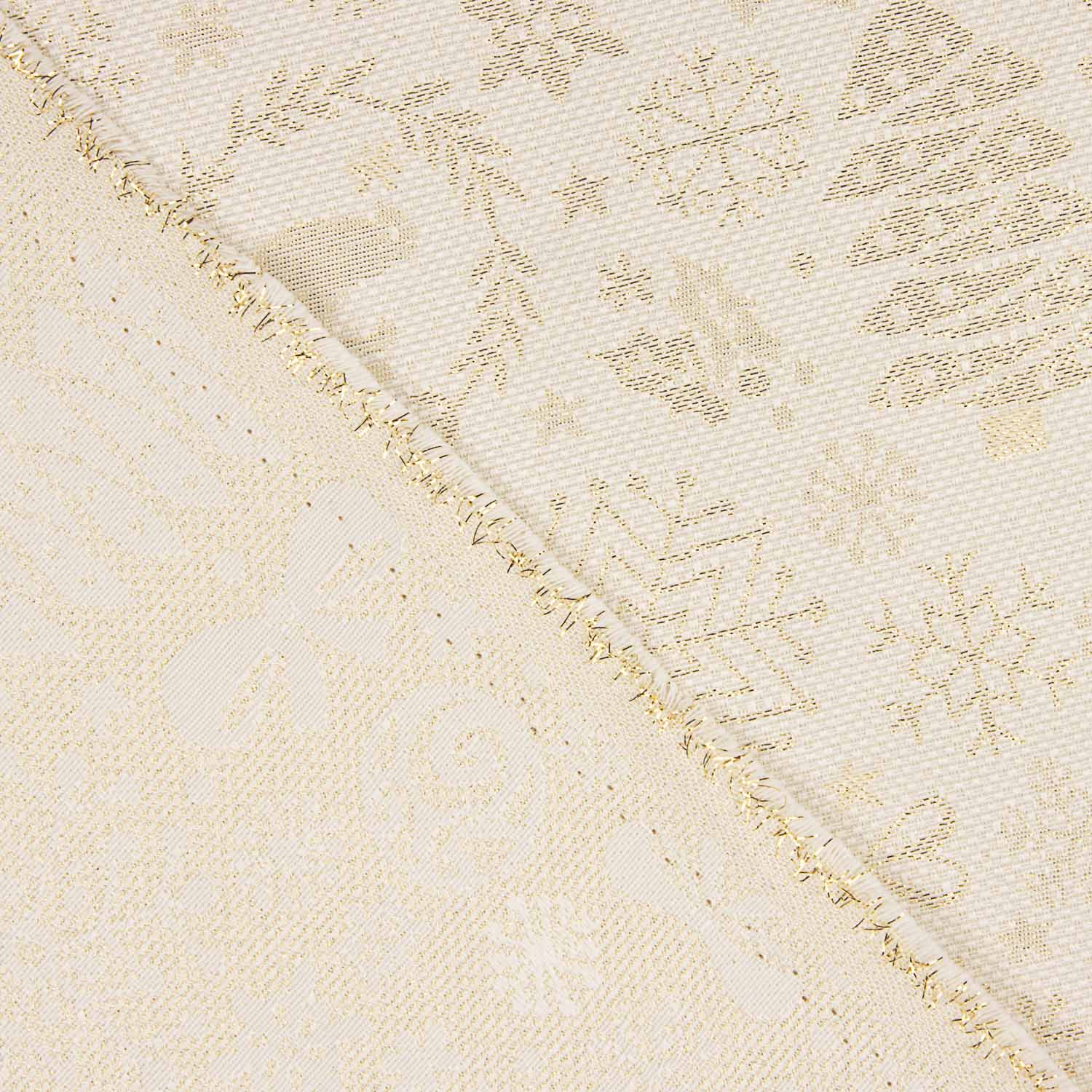 Jacquard-Leinwand Weihnachten Lurex Ecru - Ribes y Casals