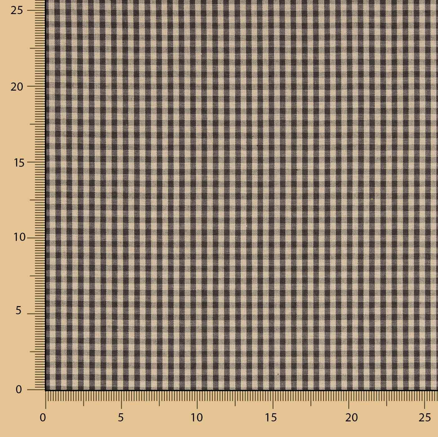 Dunkelgrau-Camel Vichy Cotton Retal - Verschiedene Größen x Breite 140 cm - Ribes y Casals