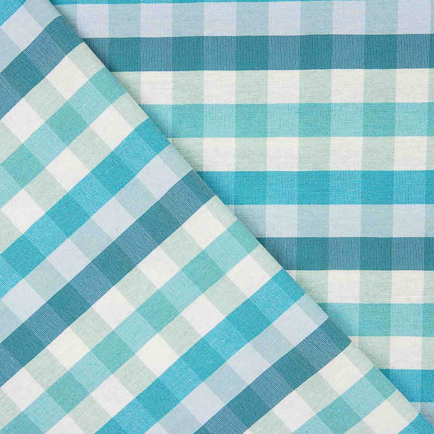 Blau Grünlich Blau Kariert Feinleinen - Ribes y Casals