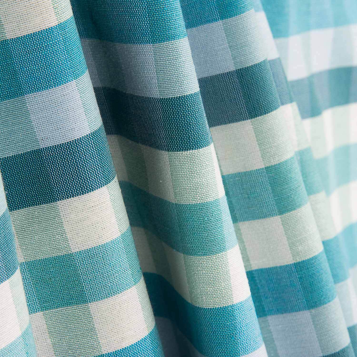 Blau Grünlich Blau Kariert Feinleinen - Ribes y Casals