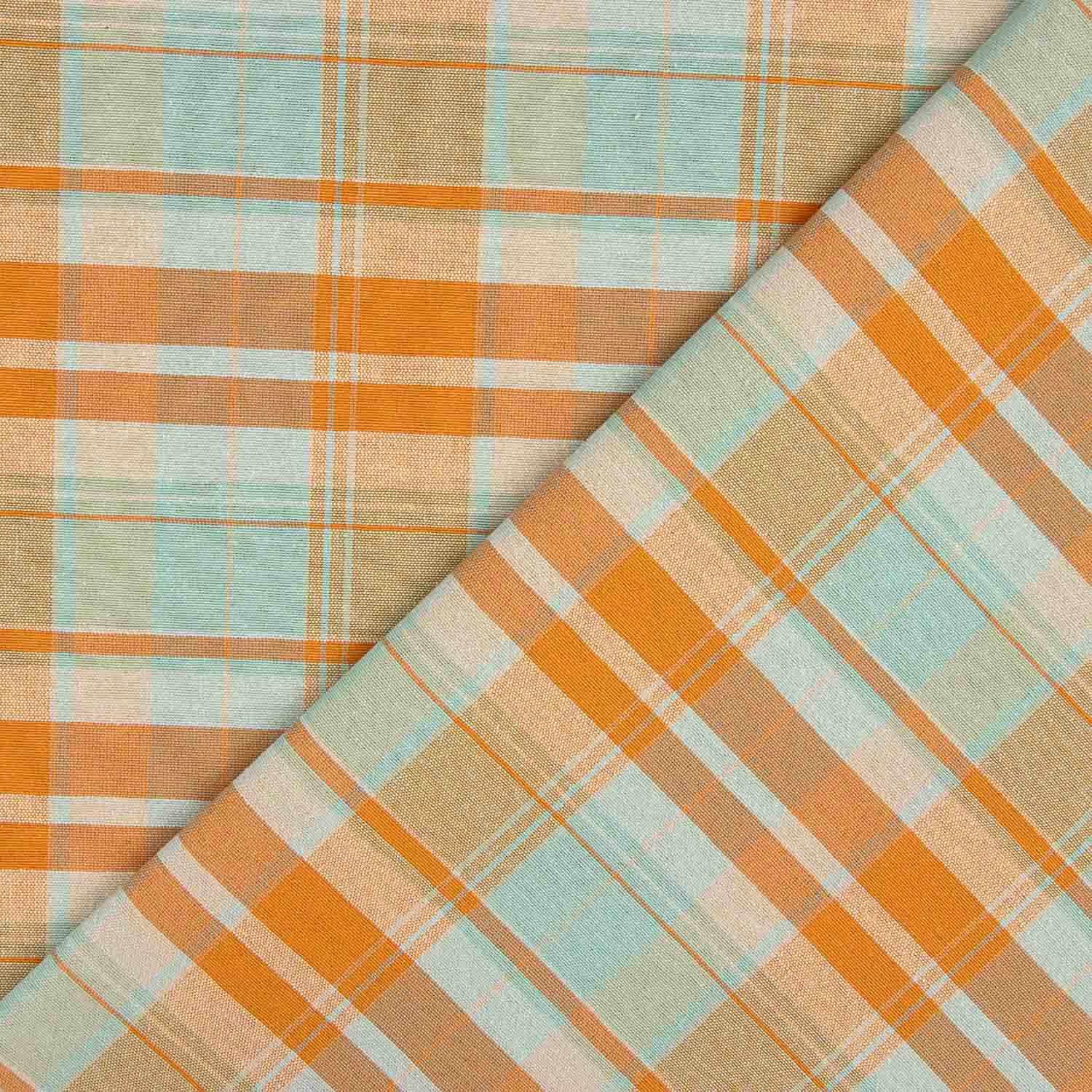 Orange und mintfarben karierte Feinleinwand - Ribes y Casals