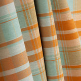 Orange und mintfarben karierte Feinleinwand - Ribes y Casals