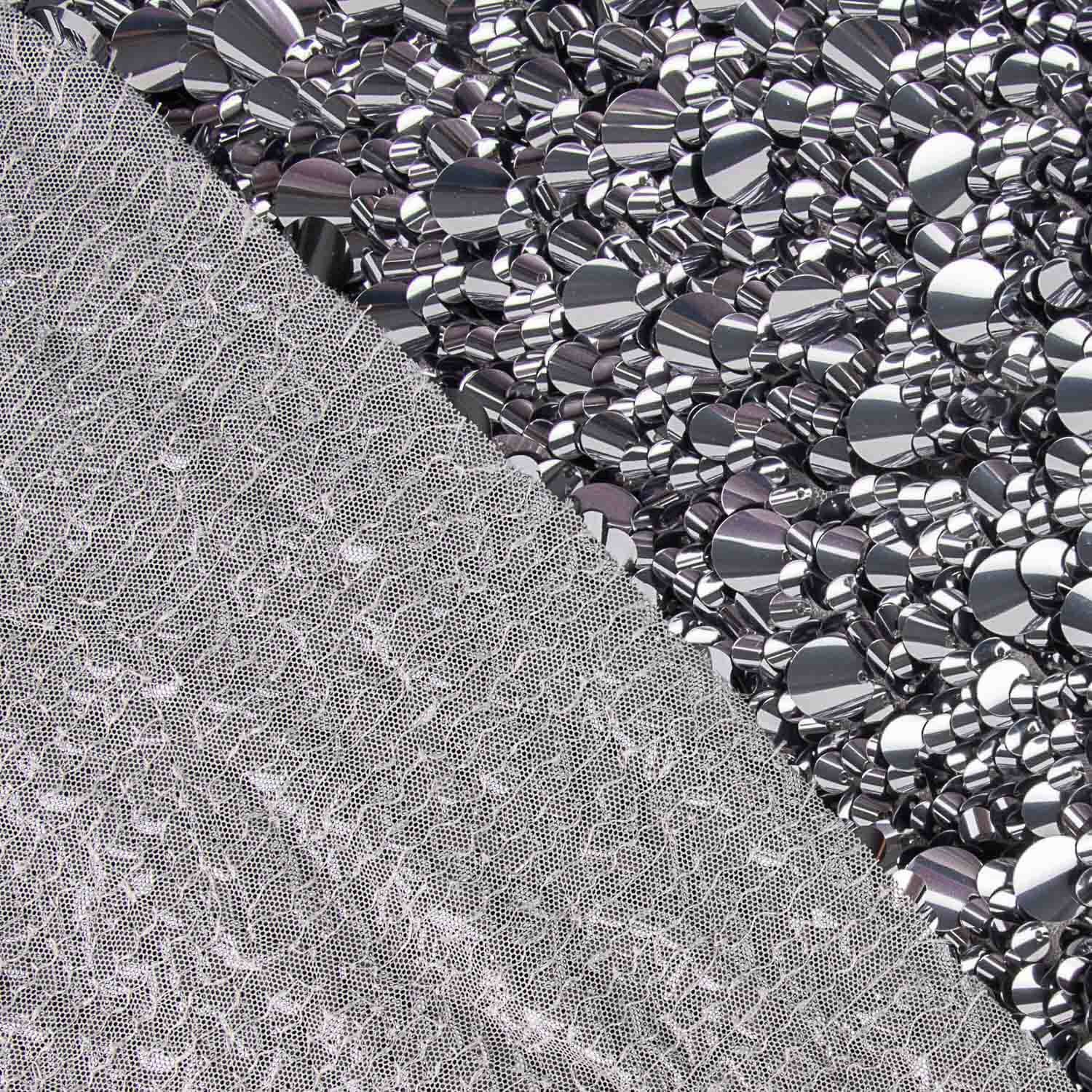 Pailletten Lycra Silber Muscheln - Ribes y Casals