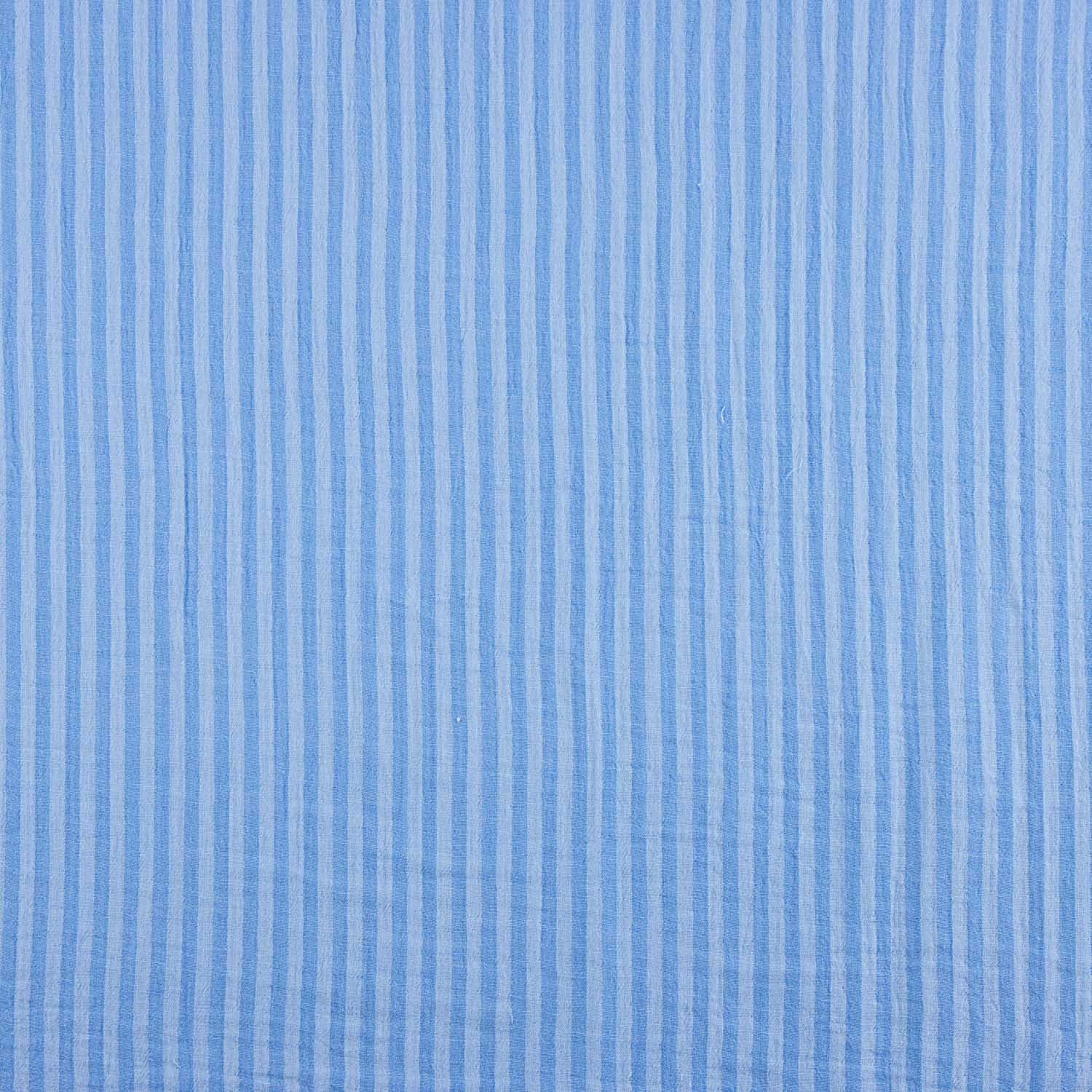 Reststück Musselin, doppellagiger Gaze, zweifarbig mit Streifen in Blau – verschiedene Maße x Breite 150 cm - Ribes y Casals