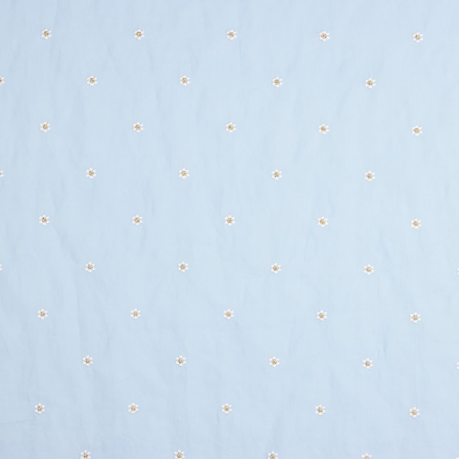 Reststück aus hellblauem Stoff aus Baumwolle mit Blumenmuster und goldenem Lurex – verschiedene Maße x Breite 145 cm - Ribes y Casals