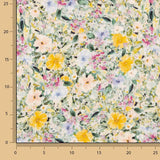 Leinen und Viskose Krepp mit Blumenmuster Gelb - Ribes y Casals
