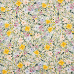 Leinen und Viskose Krepp mit Blumenmuster Gelb - Ribes y Casals