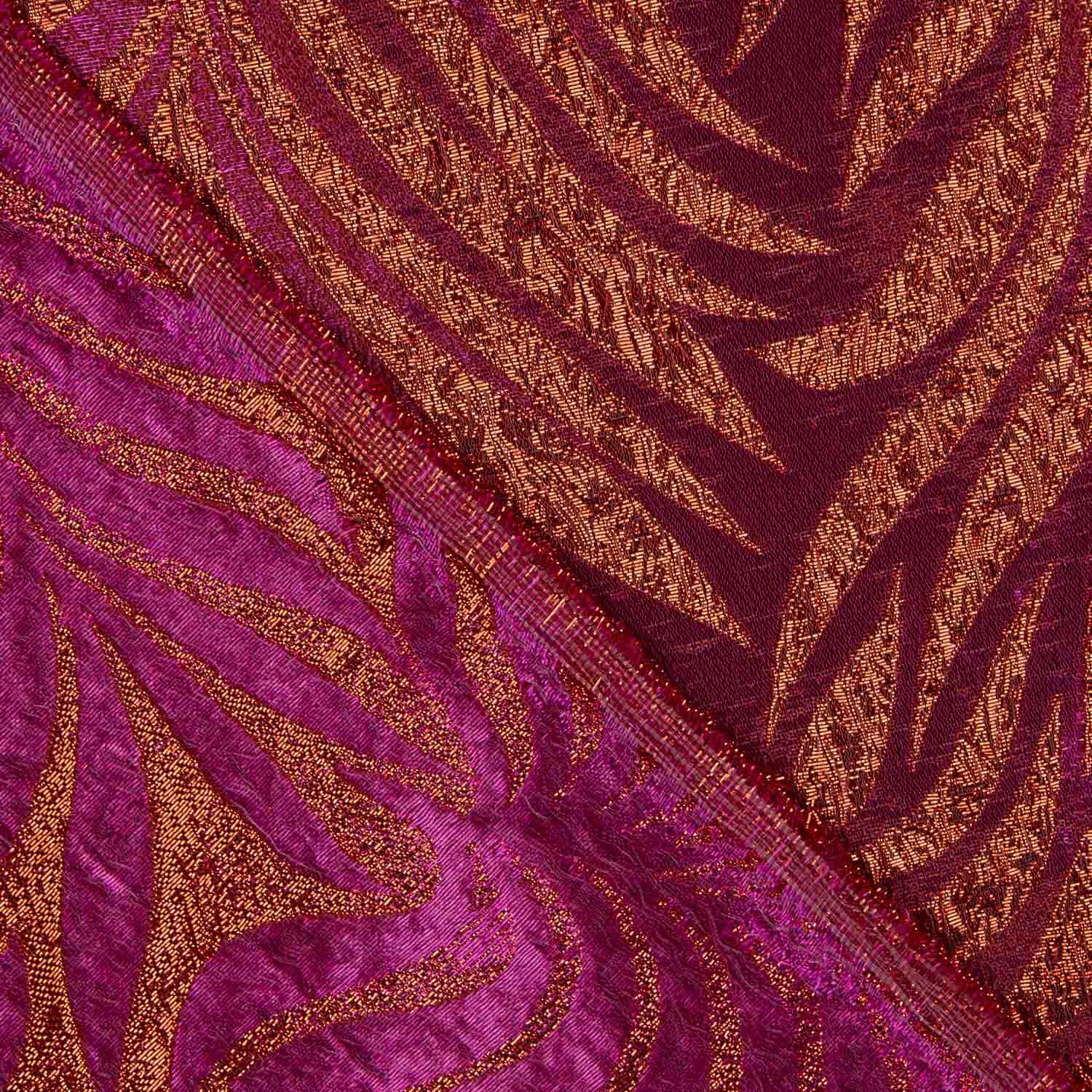 Lurex Brokat Lila und Rote Blätter - Ribes y Casals