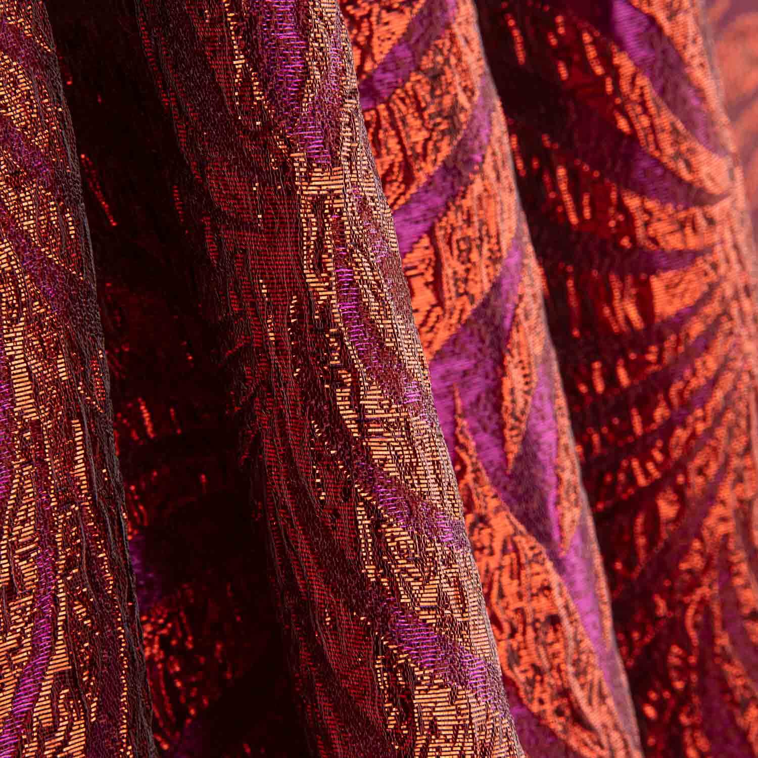 Lurex Brokat Lila und Rote Blätter - Ribes y Casals