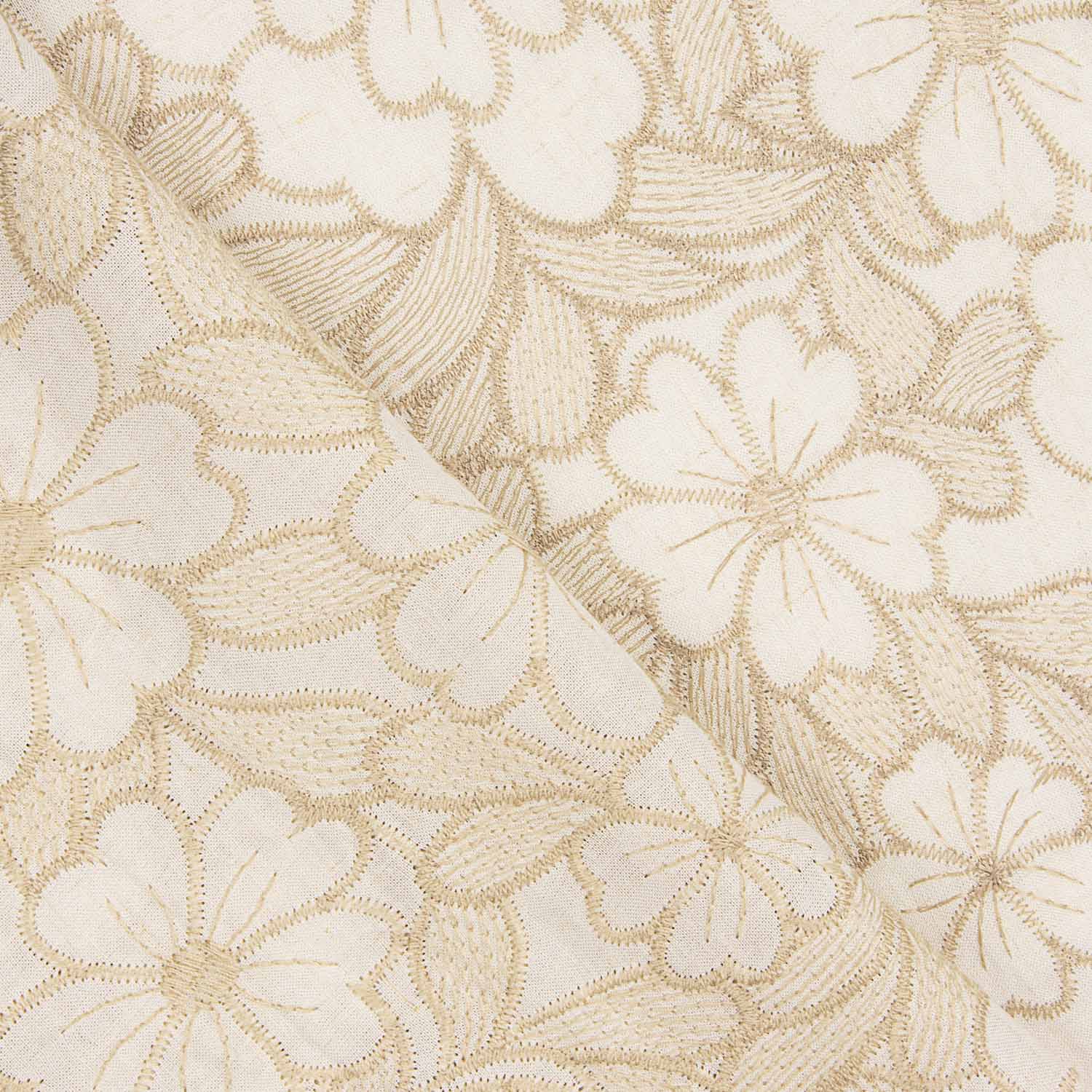 Reststück aus naturfarbenem Voile aus Baumwolle mit beiger Stickerei – verschiedene Maße x Breite 140 cm - Ribes y Casals