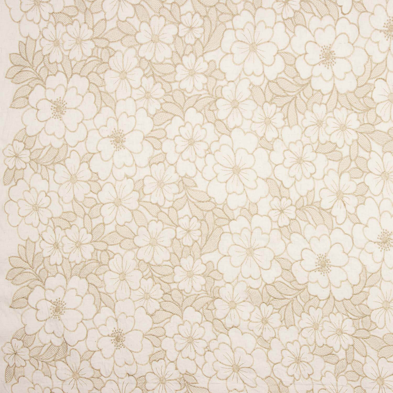Ecru-Baumwoll-Voile mit beigefarbener Stickerei - Ribes y Casals