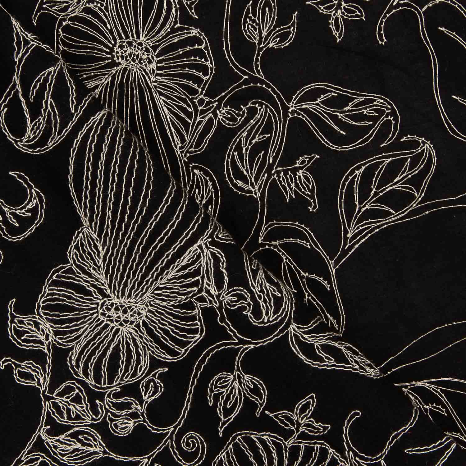 Schwarzer Baumwoll-Voile mit Stickerei - Ribes y Casals