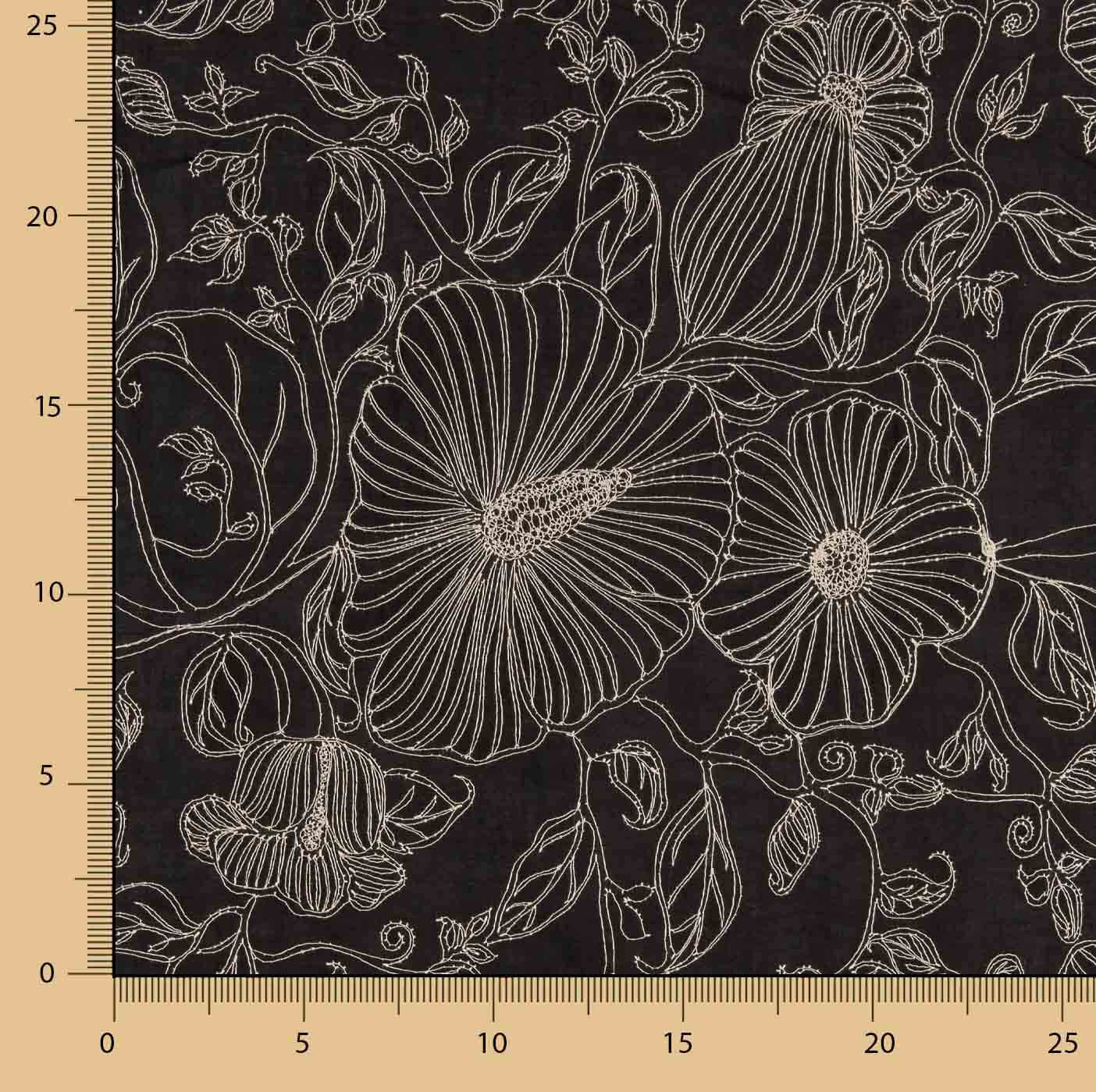 Schwarzer Baumwoll-Voile mit Stickerei - Ribes y Casals
