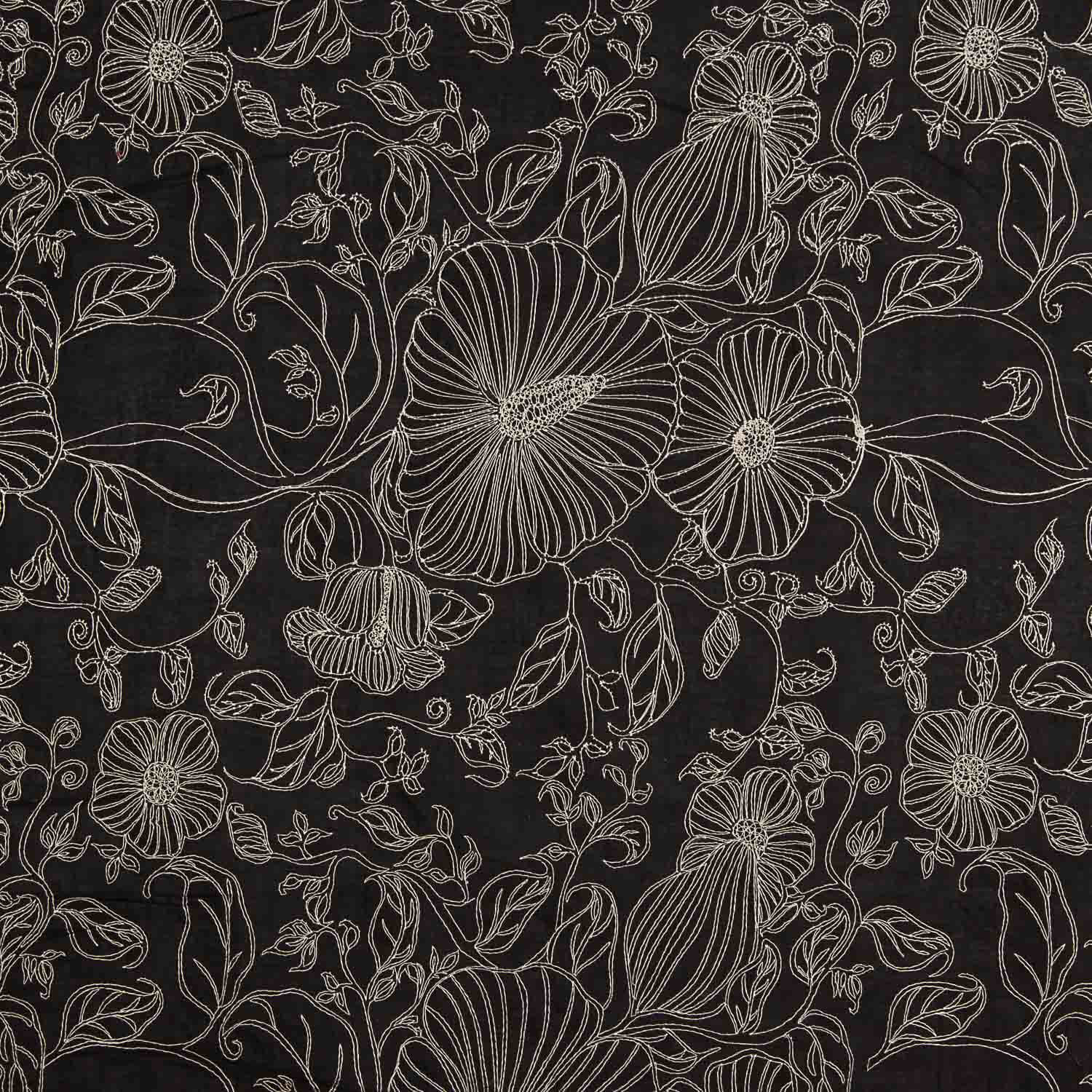 Schwarzer Baumwoll-Voile mit Stickerei - Ribes y Casals