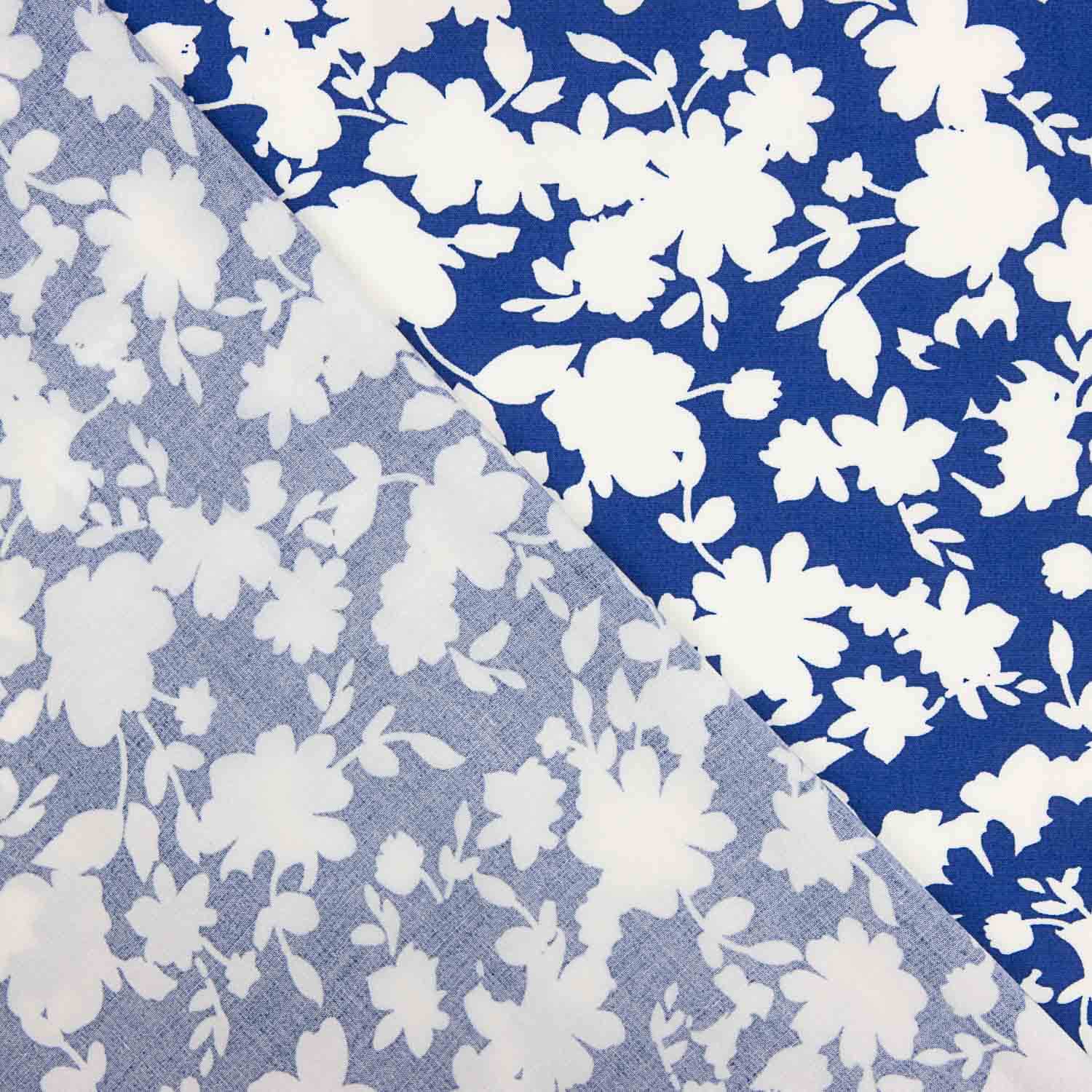Blaue Viskose mit Blumendruck - Ribes y Casals