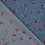 Chambray Baumwolle Stickerei Kirschen - Ribes y Casals