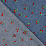 Chambray Baumwolle Stickerei Kirschen - Ribes y Casals