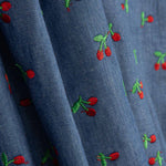 Chambray Baumwolle Stickerei Kirschen - Ribes y Casals