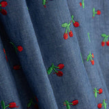 Chambray Baumwolle Stickerei Kirschen - Ribes y Casals