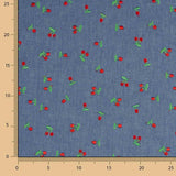 Chambray Baumwolle Stickerei Kirschen - Ribes y Casals