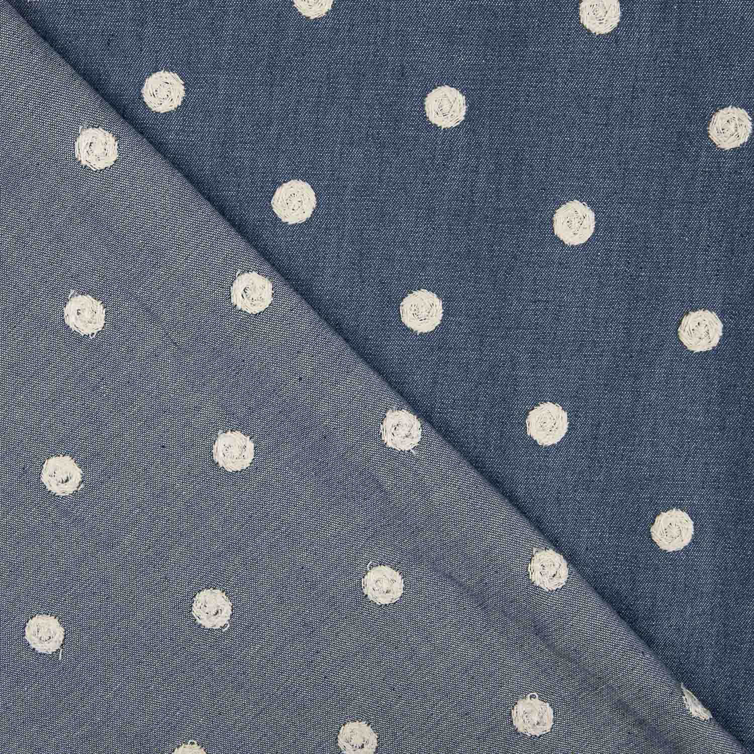 Chambray Baumwolle Stickerei Polka Dots - Ribes y Casals