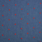 Denim Baumwolle mit roten Herzen bestickt - Ribes y Casals