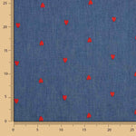 Denim Baumwolle mit roten Herzen bestickt - Ribes y Casals