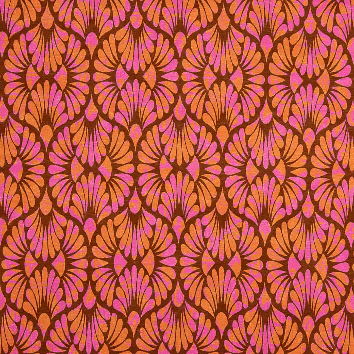 Viskose gestrickt Retro Bloom Rosa und Orange - Ribes y Casals