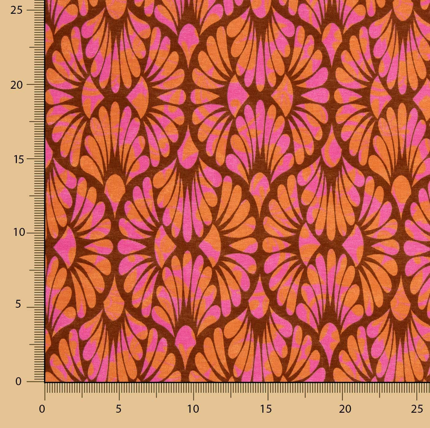 Viskose gestrickt Retro Bloom Rosa und Orange - Ribes y Casals
