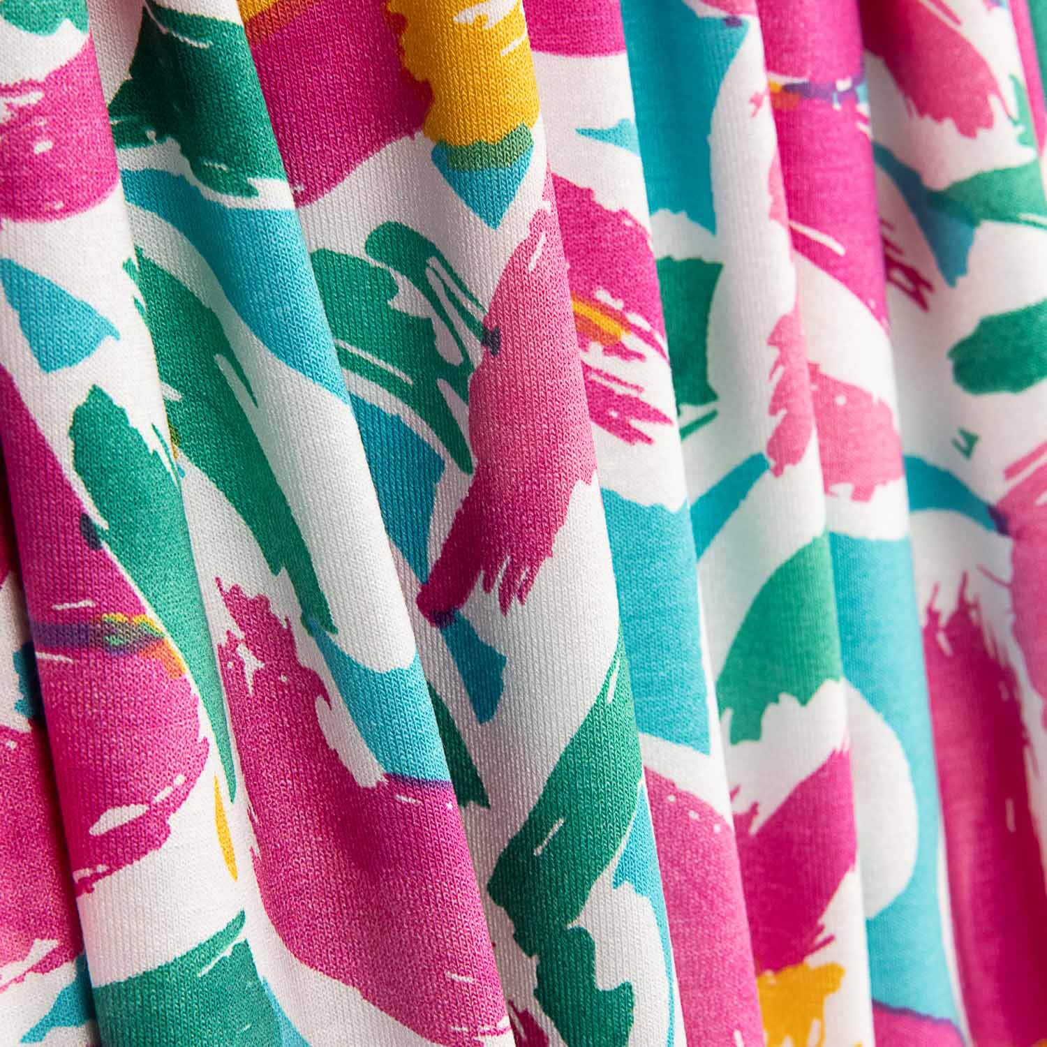 Tropical Floral Viskose gestrickt Türkis - Ribes y Casals