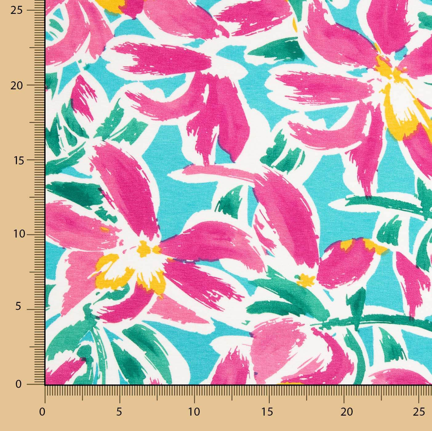 Tropical Floral Viskose gestrickt Türkis - Ribes y Casals