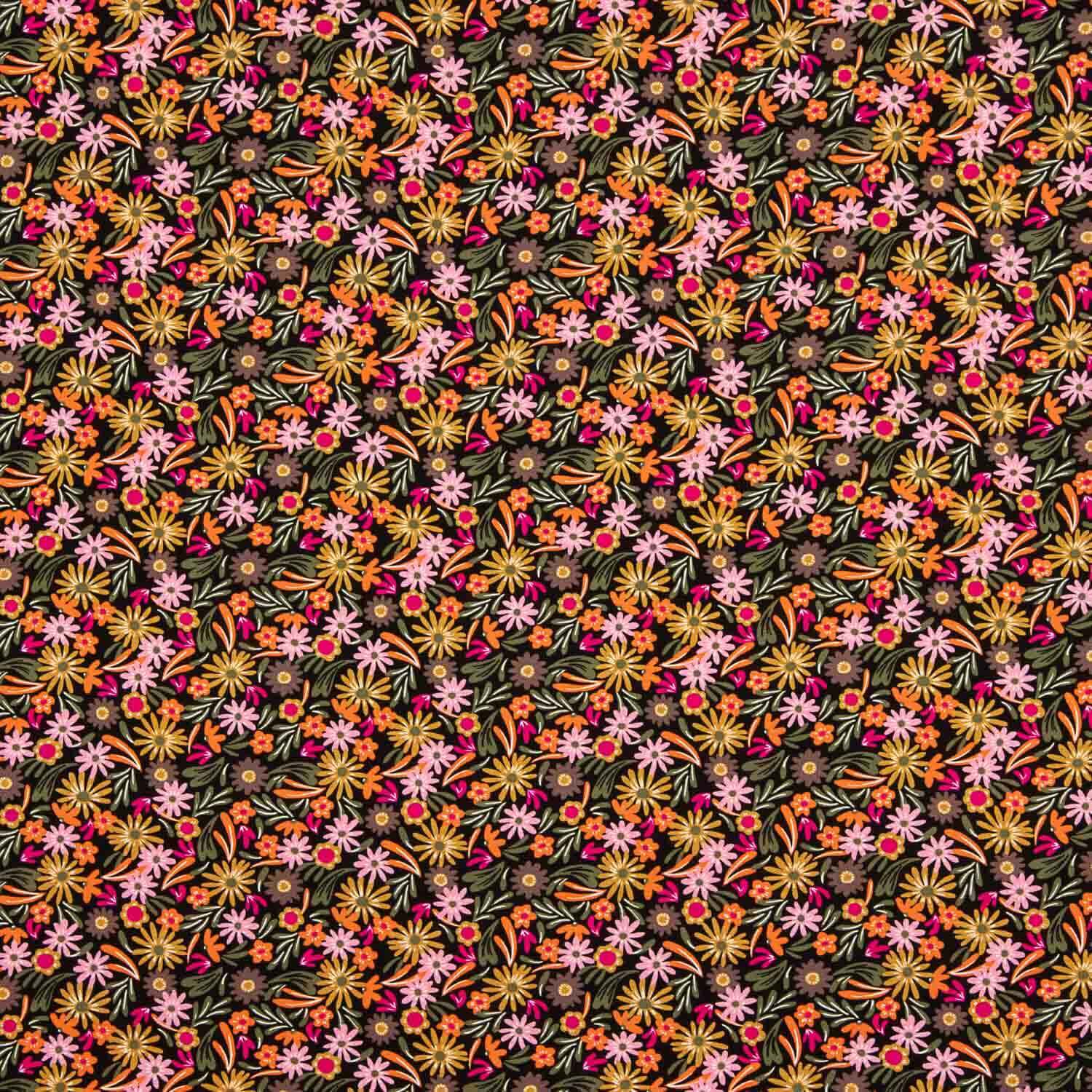 Bedruckte Viskose Floral Boheme Noir - Ribes y Casals