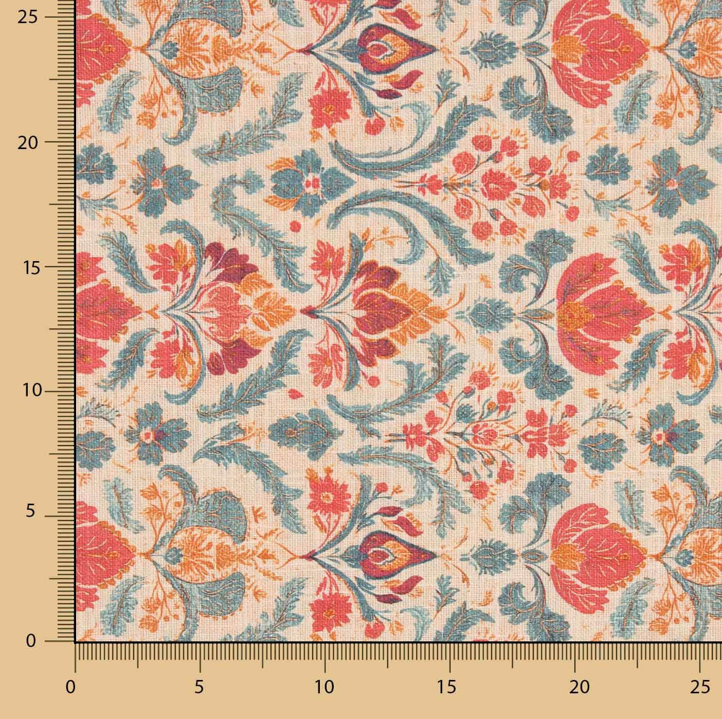 Floral Cotton Canvas Barock Rot und Blau - Ribes y Casals