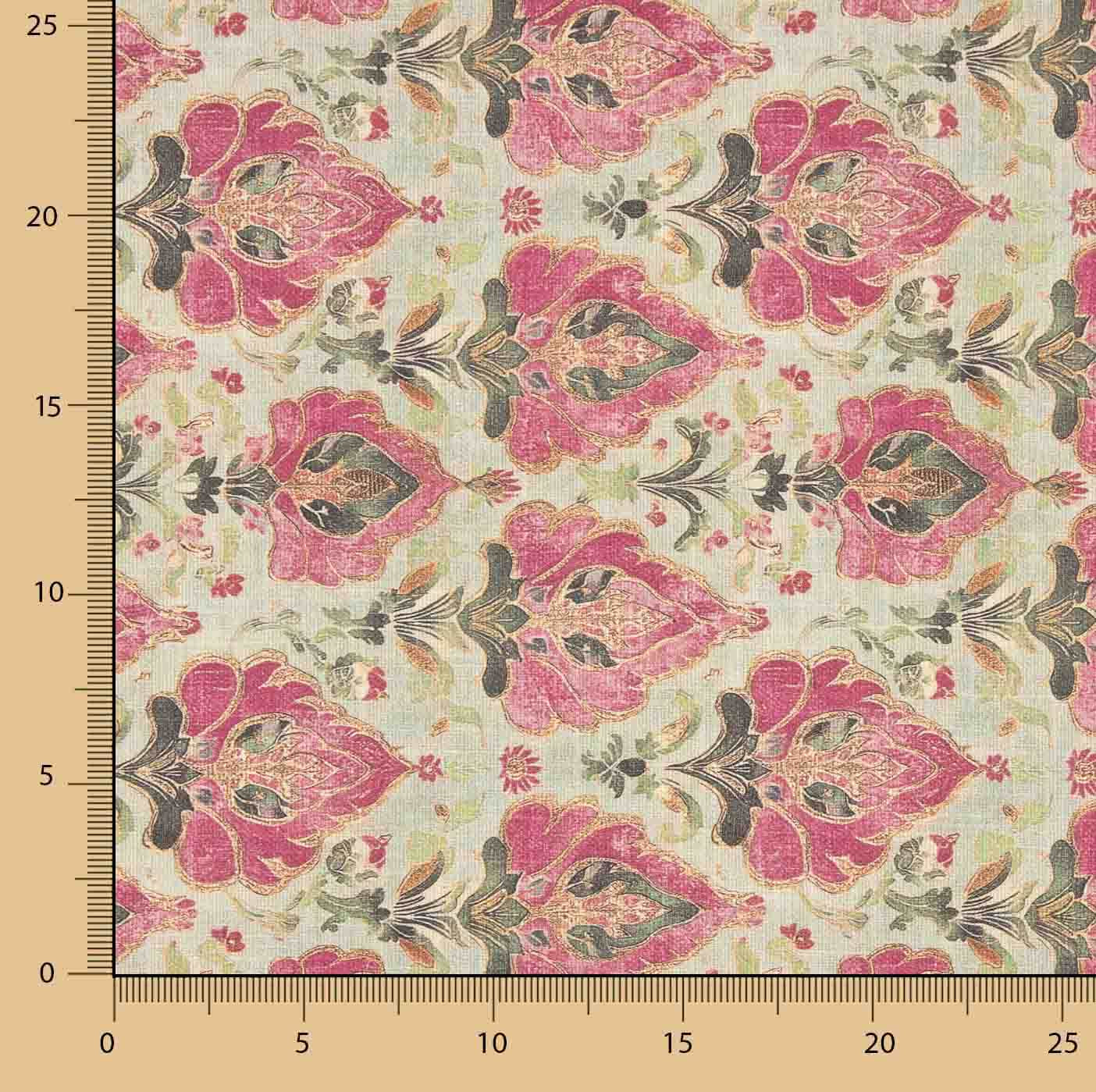 Canvas Cotton Floral Orna Rosa und Grün - Ribes y Casals