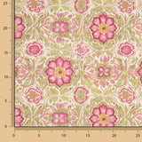 Segeltuch Baumwolle Segeltuch Rosa Blumen Grüner Hintergrund - Ribes y Casals