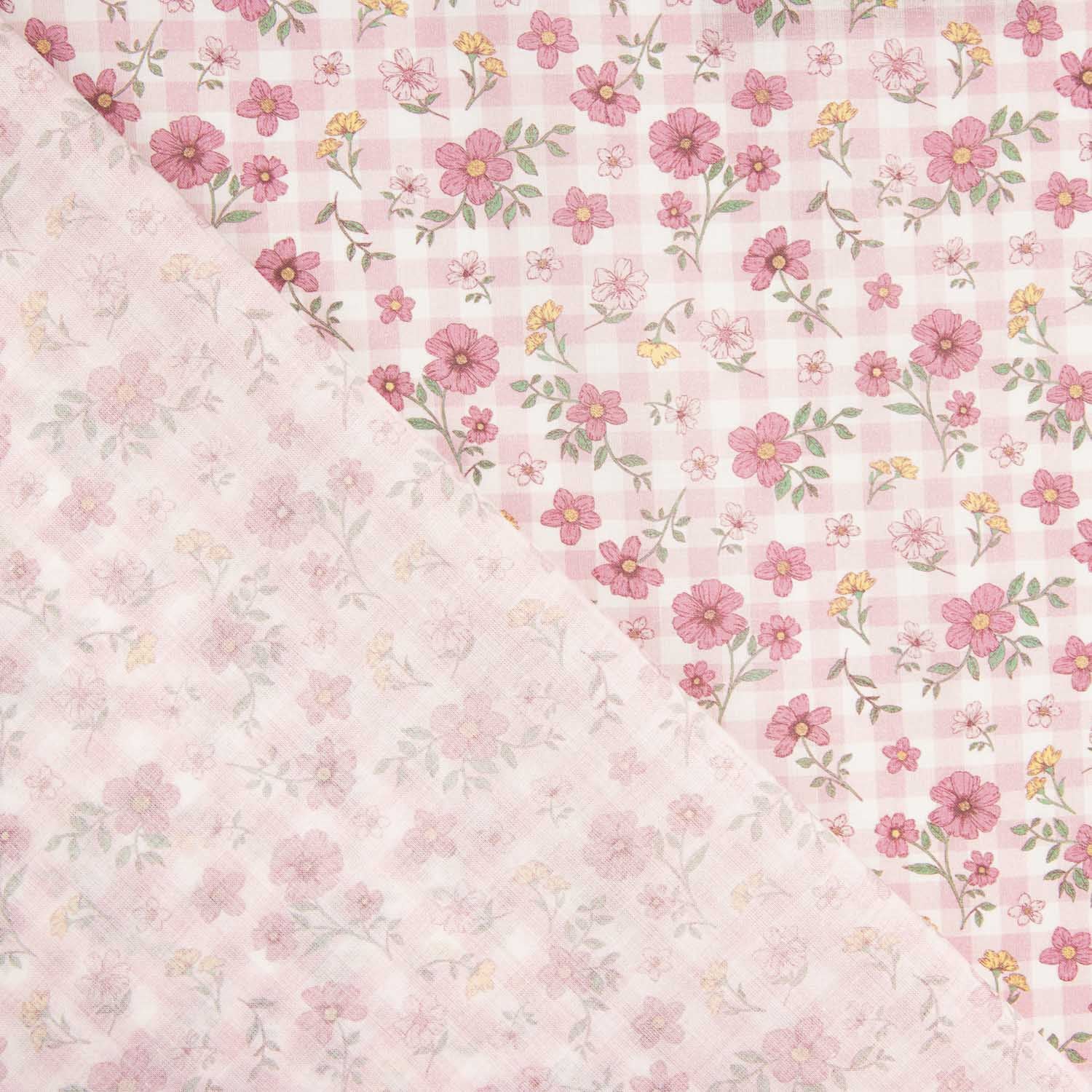 Popeline Baumwolle Rosa Cottage Meadow - Ribes y Casals