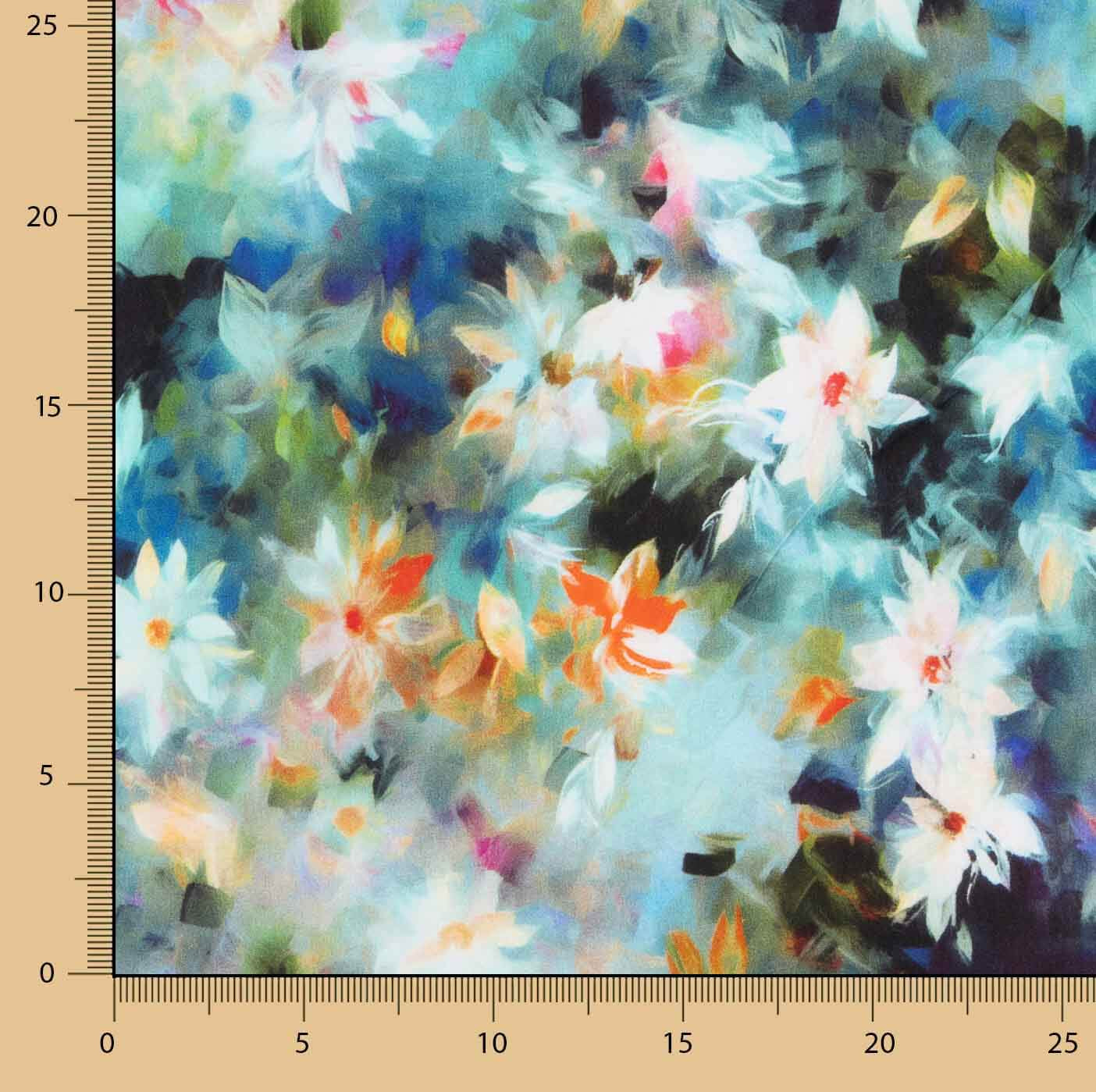 Artistic Floral Printed Viscose Fabric - Verschiedene Größen x Breite 140 cm - Ribes y Casals