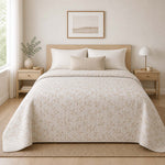 Jacquard für den Wohnbereich, beidseitig verwendbar, Blätter, beige - Ribes y Casals